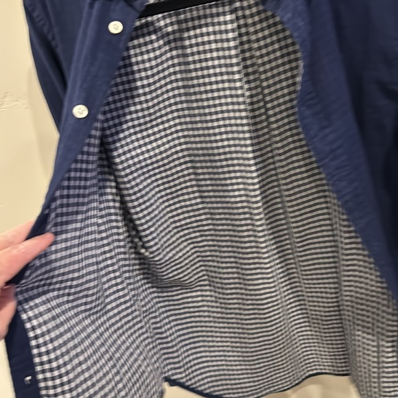 EUC  large Ralph Lauren button down in navy & white checked lining. - Picture 5 of 7